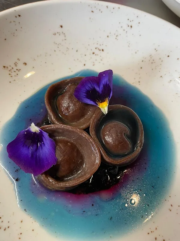 A dish at Osteria del Vicario, vegan fine dining in Certaldo