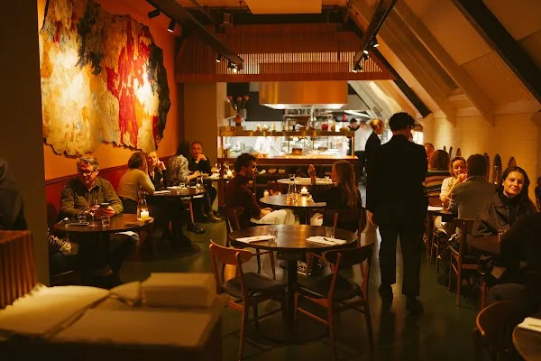 The converted warehouse dining room of BAK, Amsterdam