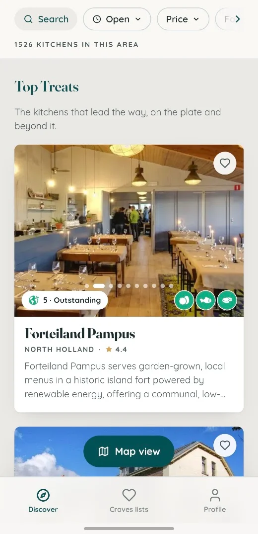 The My Treats webapp Discover list, led by its Top Treats